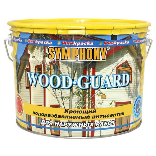 Краска кроющая для деревянных фасадная, Symphony Wood Guard колерованная. symphony wood guard симфония вудгард водоразбавляемый кроющий антисептик с добавлением льняного масла база vс 10л