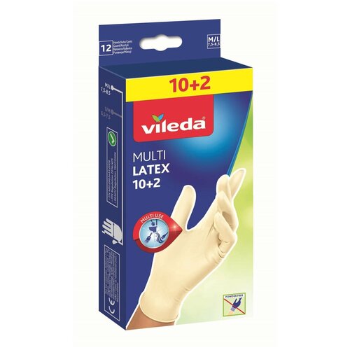 Перчатки Мульти Латекс 10 2 шт одноразовые M/L ТМ Vileda (Виледа) - 1 шт