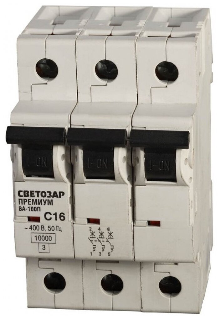 Выключатель автоматический СВЕТОЗАР "премиум" 3-полюсный, 63 A, "C", откл. сп. 10 кА, 400 В SV-49033-50-C