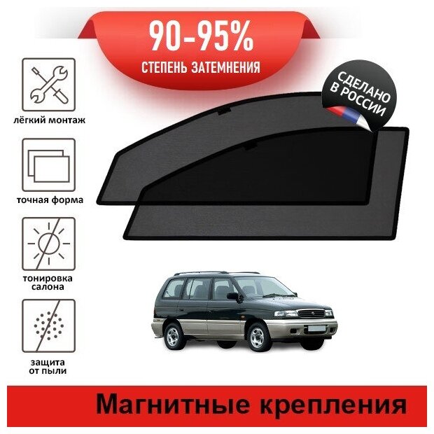 Каркасные шторки LATONIK PREMIUM на Mazda MPV 1 рестайлинг (1995-1999) на передние двери на магнитах с затемнением 90-95%