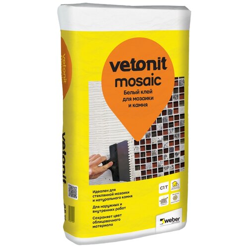 клей для плитки weber vetonit ultra fix 25 кг Клей для плитки и камня Weber Vetonit Mosaic белый 18 л 25 кг