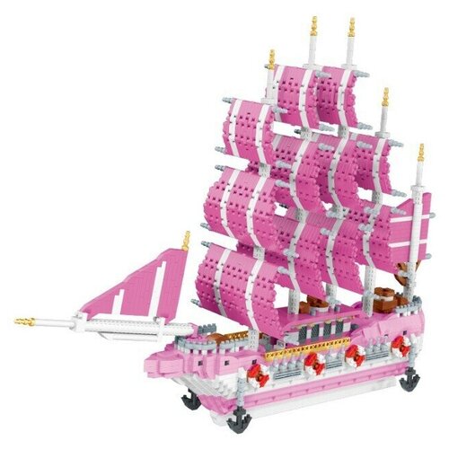 Конструктор из миниблоков / Пластиковый конструктор Розовый корабль (3278 деталей)
