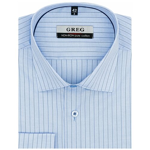 Рубашка мужская длинный рукав GREG 221/191/2306/Z/1p, Полуприталенный силуэт / Regular fit, цвет Голубой, рост 174-184, размер ворота 42