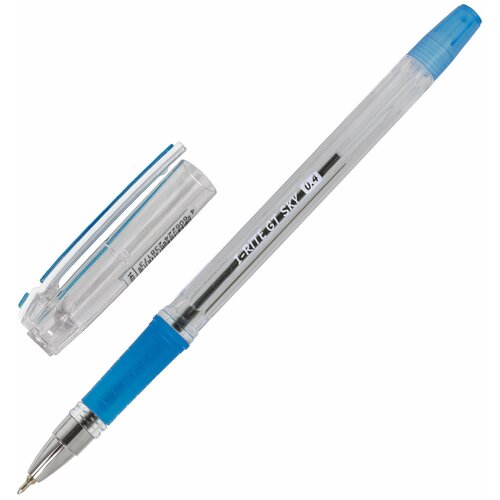 Ручка шариковая масляная с грипом BRAUBERG i-Rite GT SKY синяя голубые детали узел 0 4 мм, 48 шт
