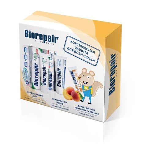 Набор зубных паст Biorepair Plus Семейный персик