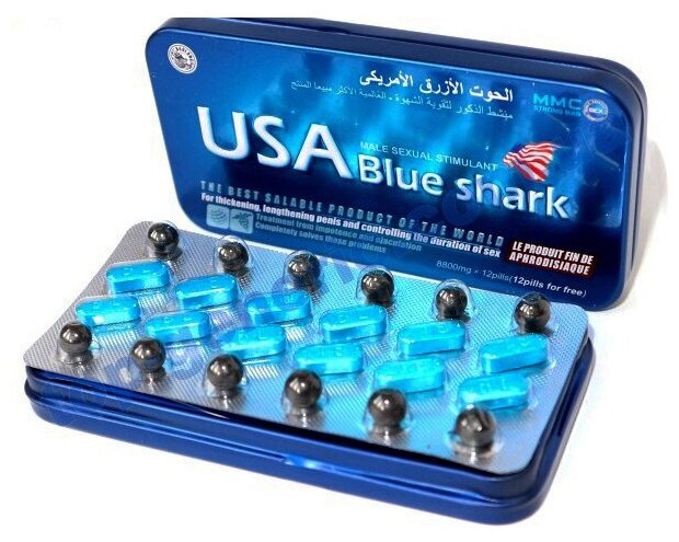 USA Blue Shark - Голубая акула - препарат для потенции 12 таб.+12 вит.