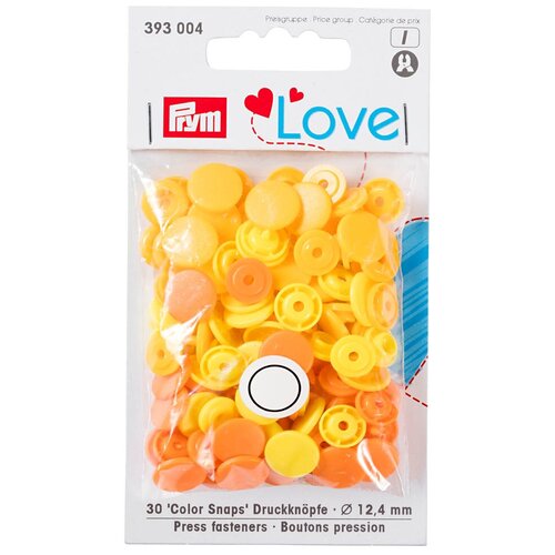 Кнопки Color Snaps PrymLove, желтый/оранжевый цв, 12мм, 30шт Prym