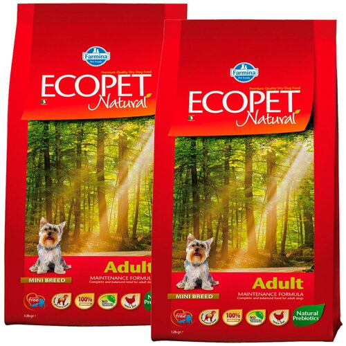 ECOPET NATURAL ADULT MINI для взрослых собак маленьких пород с курицей (12 + 12 кг)