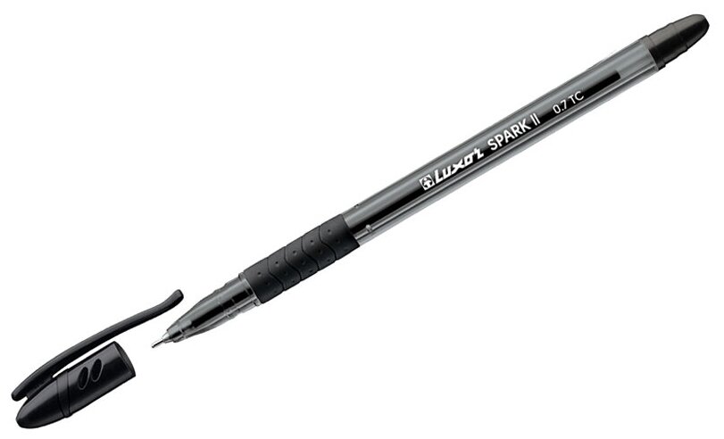 Ручка шариковая Luxor "Spark II" черная, 0,7мм, грип, 12 штук