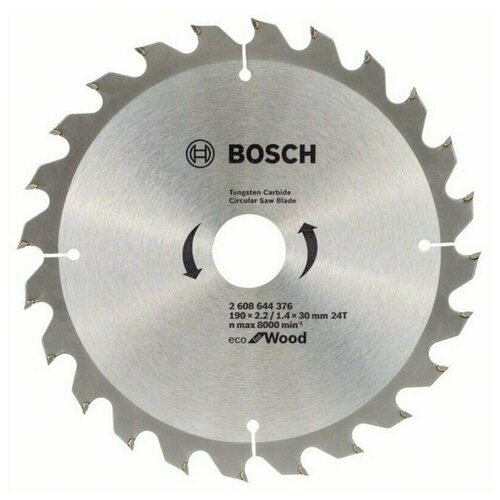 Пильный диск по дереву ECO 190×30-24T (10 шт) Bosch 2608644613 диск пильный bosch eco al 190 ммx20 мм 54зуб 2608644390