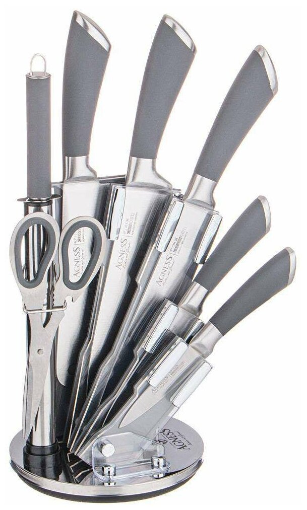Набор ножей agness нжс на пластиковой вращающейся подставке 8 пр. KSG-911-499
