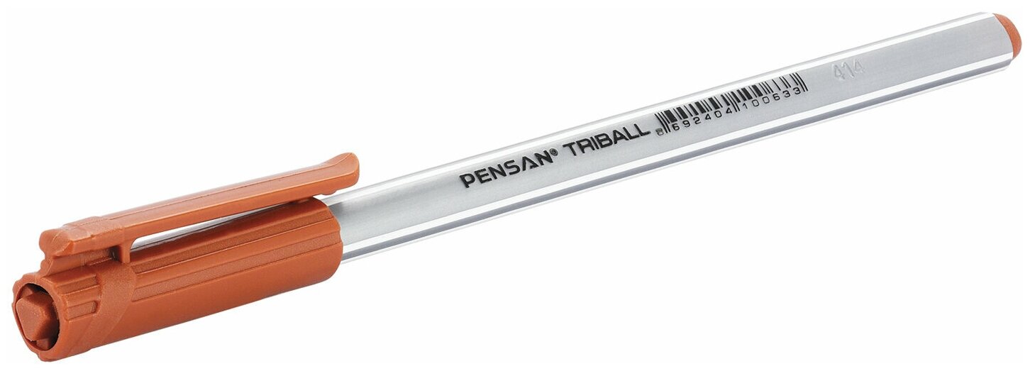 Ручка шариковая масляная PENSAN "Triball", коричневая, трехгранная, узел 1 мм, линия письма 0,5 мм, 1003/12 Комплект - 12 шт.