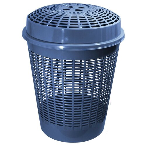 Корзина для белья с крышкой 65 л, из полипропилена. Италия. Ø 46,5 x h 56 см. Цвет-синий