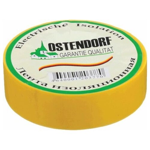 Изолента Ostendorf, 19 мм*20 м, желтая изолента ostendorf 15 мм 20 м белая