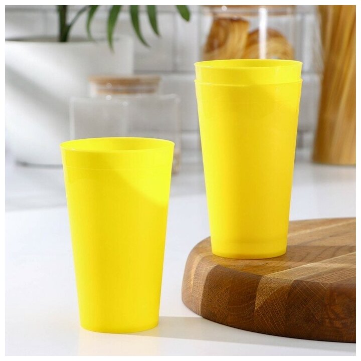 Набор стаканов 3шт 0,4л, цвет желтый 9155793