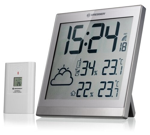 Bresser ClimaTemp JC LCD, Метеостанция (настенные часы), серебристая - фотография № 11