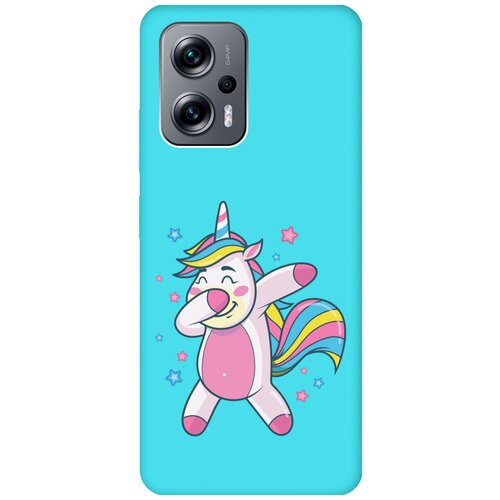 Матовый чехол Unicorn Dab для Poco X4 GT / Xiaomi Redmi Note 11T Pro / 11T Pro+ / Поко Х4 ГТ / Сяоми Редми Ноут 11Т / 11Т Про+ с 3D эффектом бирюзовый матовый чехол unicorn and candy для poco x4 gt xiaomi redmi note 11t pro 11t pro поко х4 гт сяоми редми ноут 11т с 3d эффектом бирюзовый