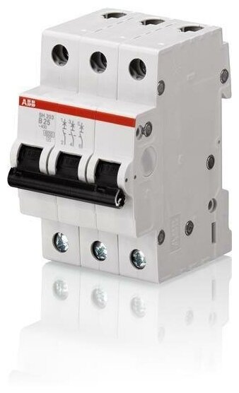 Автоматический выключатель ABB SH203 C20, 3-полюсный, 20А, 6kA, характеристика C (2CDS213001R0204)