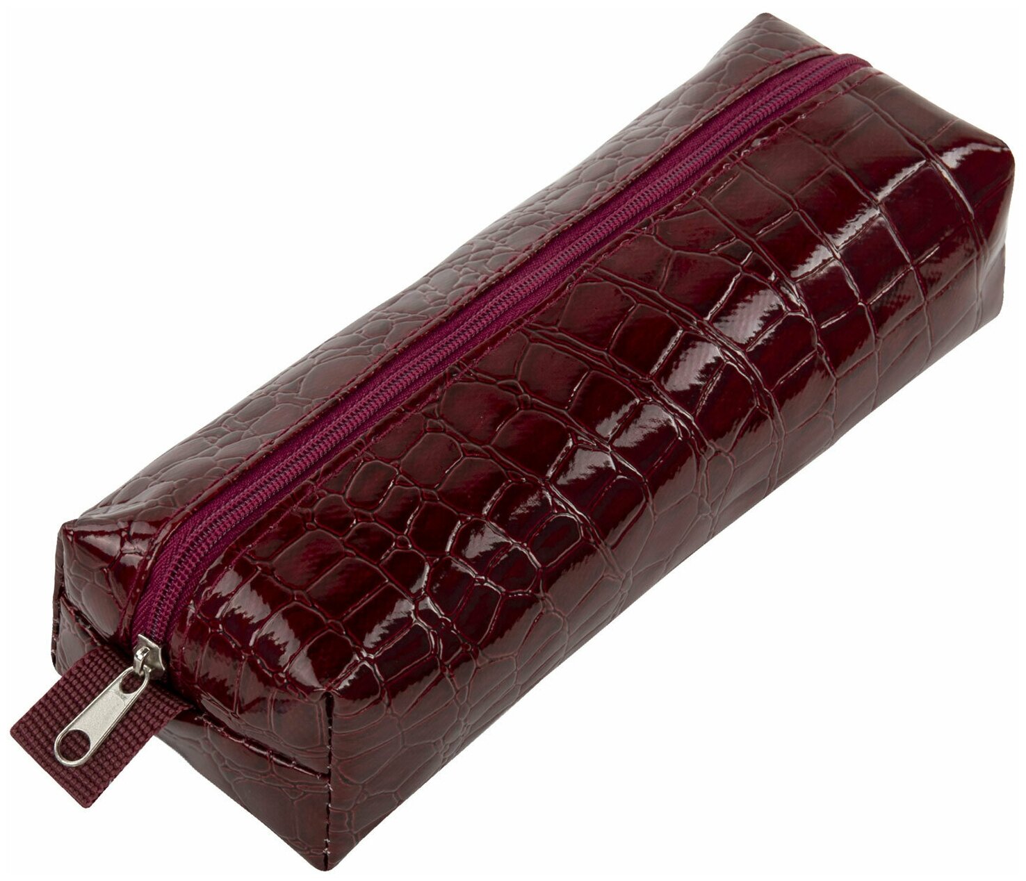 Пенал-косметичка Brauberg крокодиловая кожа, 20х6х4 см "Ultra maroon" (270849)