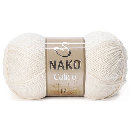 фото Пряжа nako calico нако калико: 3782 (молочный) / 2 шт / 245 м / 100 г / 50% премиум акрил, 50% хлопок