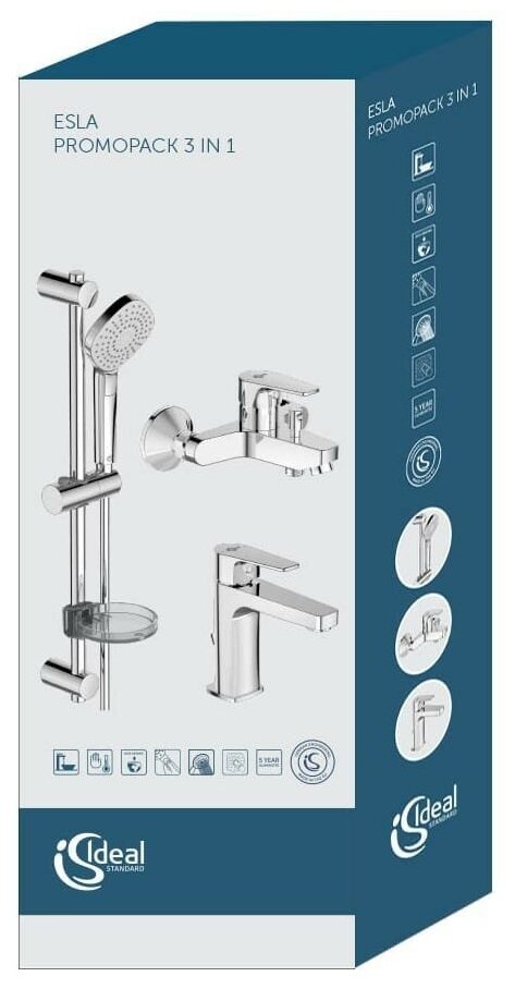 Душевой гарнитур Ideal STANDARD Esla 3 в 1 BC264AA, хром - фотография № 8