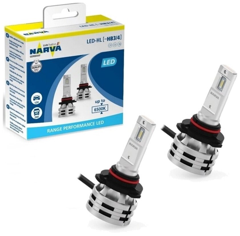 Лампа автомобильная Narva Range Performance LED HL, HB3, HB4 12/24V, 6500к