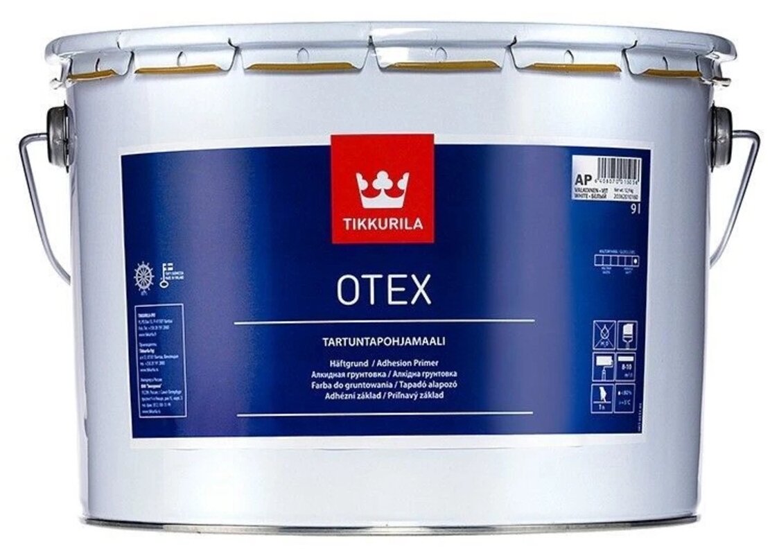 Tikkurila Otex грунт адгезионный для сложных оснований (белый, глубокоматовый, база A, 9 л)