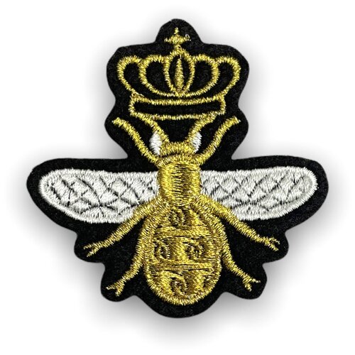 Патч пчела с короной термоклеевая вышитая нашивка в виде герба мвд россии 6 0x9 5 см