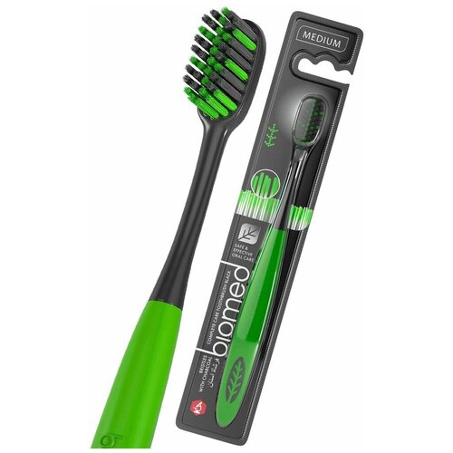 Зубная щетка BioMed Black С древесным углем, зеленый, Зубные щетки  - купить со скидкой