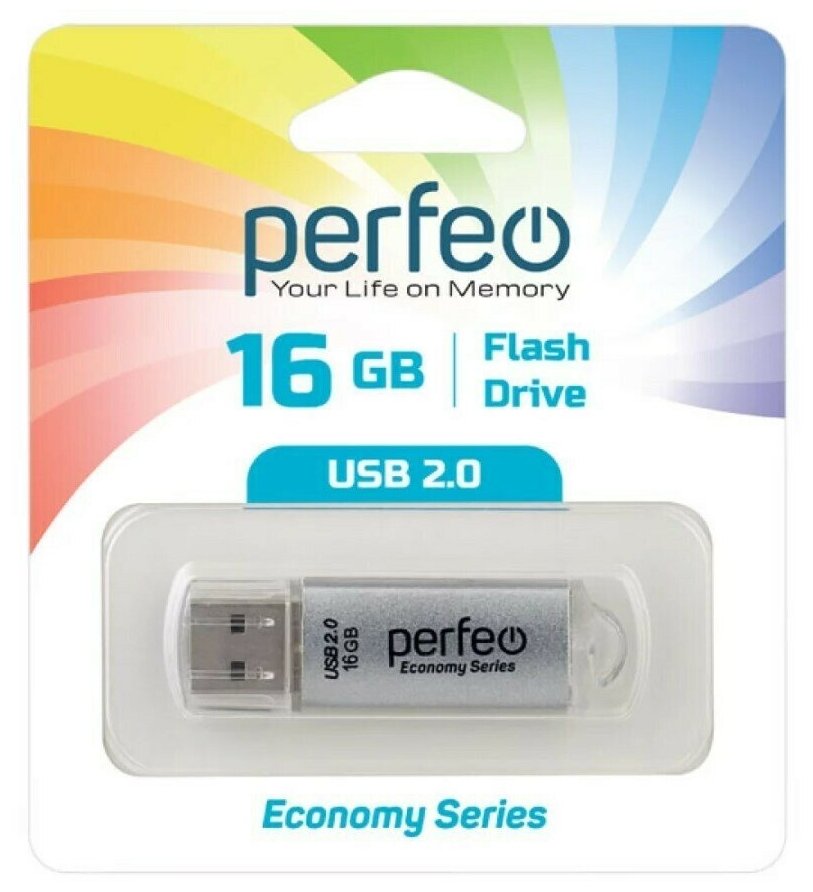 USB Флеш-накопитель USB накопитель Perfeo USB 16GB E01 Silver economy series