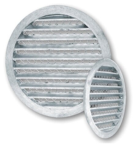 Круглая наружная вентиляционная решётка 100 мм (с мелкой сеткой) алюминиевая - фотография № 1