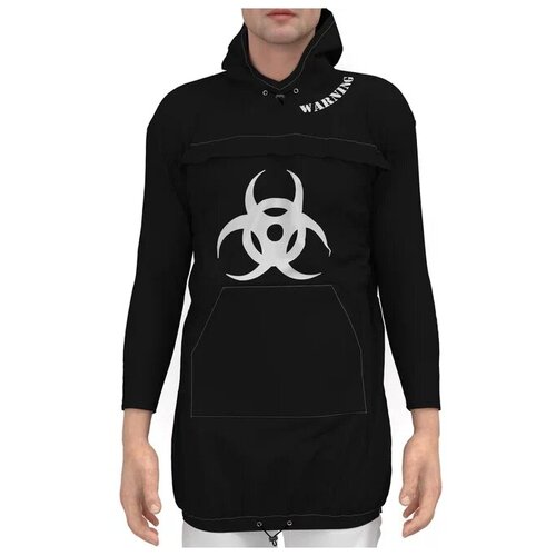 фото Лонгслив мужской из полиэстера с принтом биологическая опасность прогулочный осенний черный/48 godis