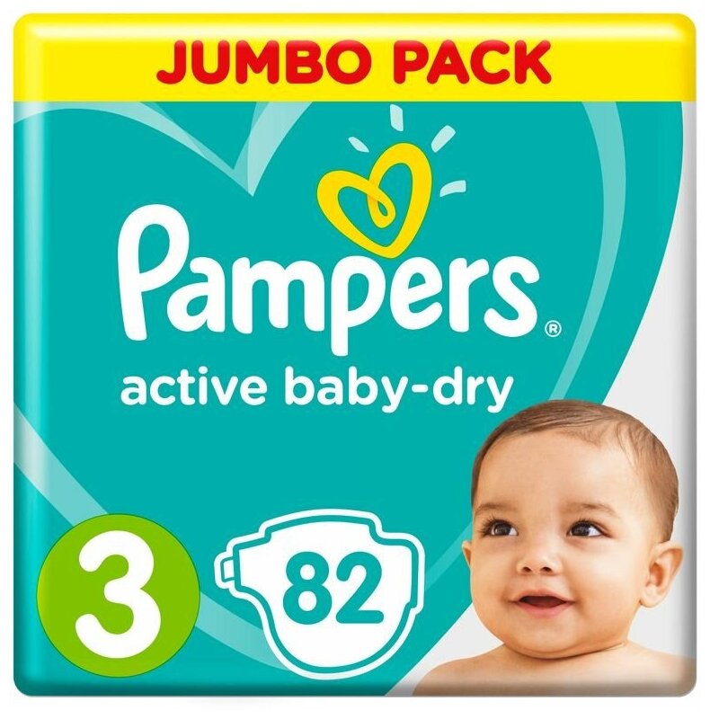 Подгузники PAMPERS Active Baby-Dry Midi 6-10 кг 82шт