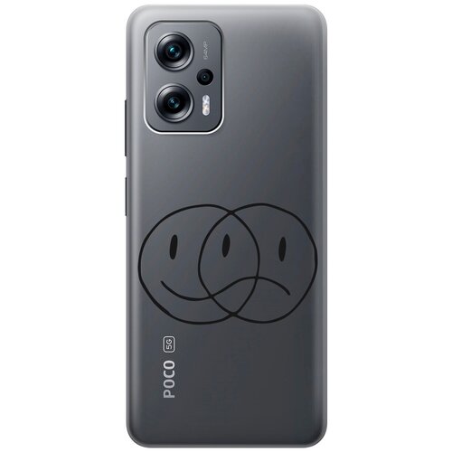 Силиконовый чехол с принтом Two Faces для Poco X4 GT / Xiaomi Redmi Note 11T Pro / 11T Pro+ / Поко Х4 ГТ / Сяоми Редми Ноут 11Т / 11Т Про+ силиконовый чехол с принтом faces для xiaomi redmi note 10 pro сяоми редми ноут 10 про