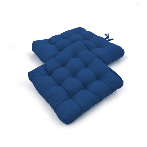 Подушки на стул 40х40 см (2 штуки), высота 7 см, хлопок, цвет синий