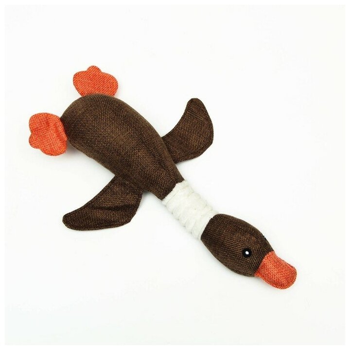 Игрушка для собак Пижон Утка с пищалкой, коричневый - фотография № 2