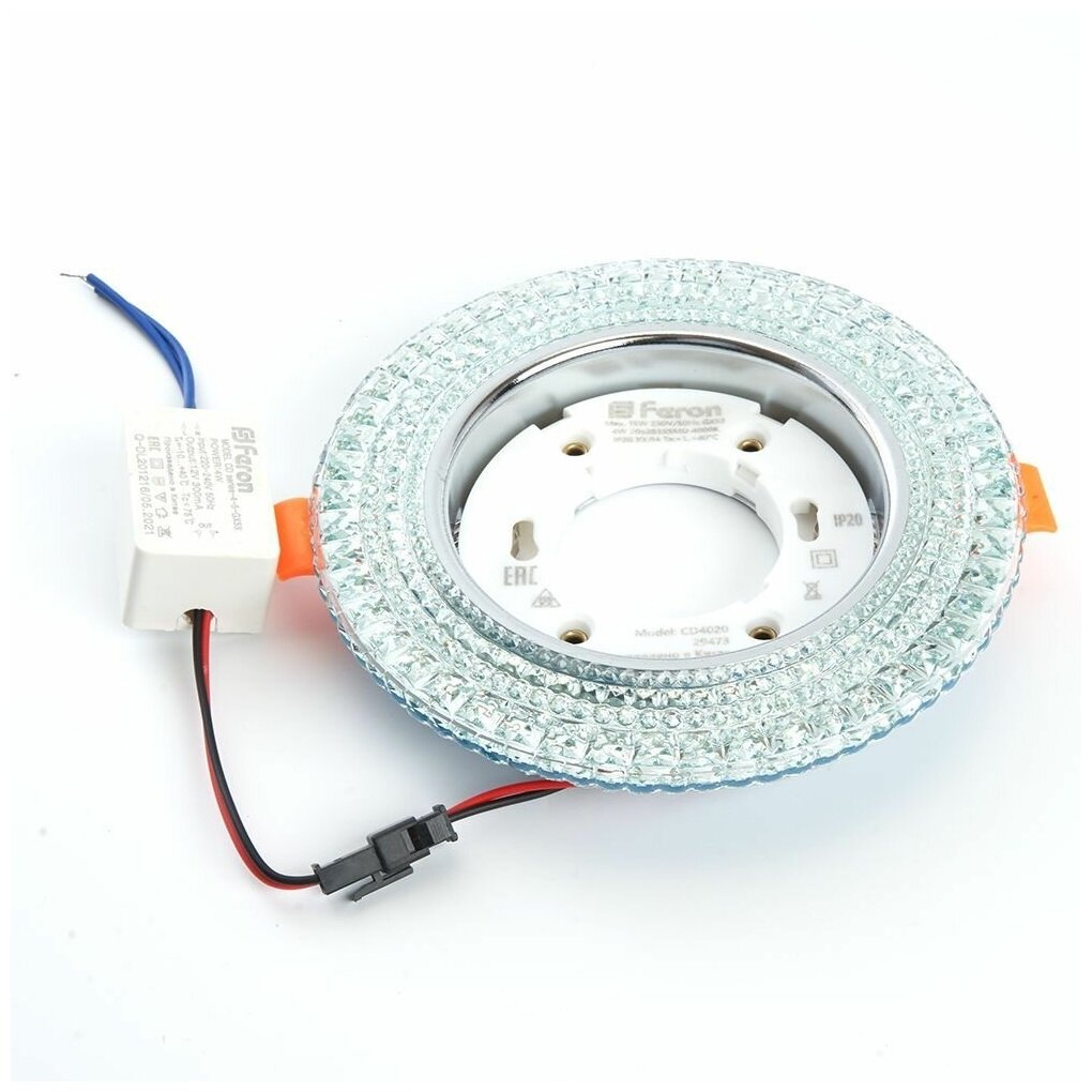 Светильник встраиваемый с белой LED подсветкой Feron CD4020 потолочный GX53 без лампы прозрачный 41293 - фото №2