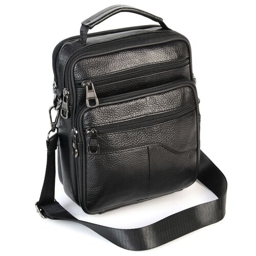 фото Сумка мессенджер 8221 блек-сумка повседневная, натуральная кожа, черный piove