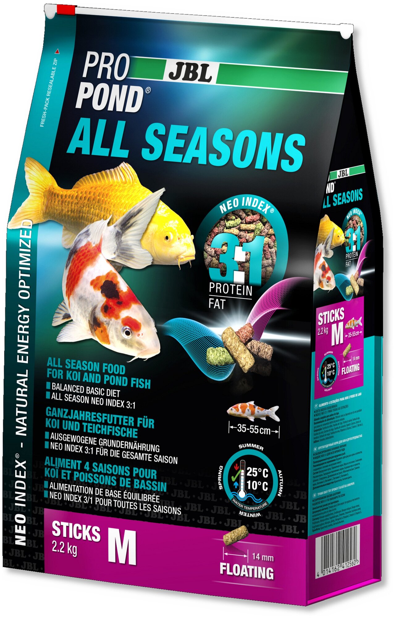 Сухой корм для рыб JBL ProPond All Seasons M, 12 л, 2.2 кг - фотография № 1