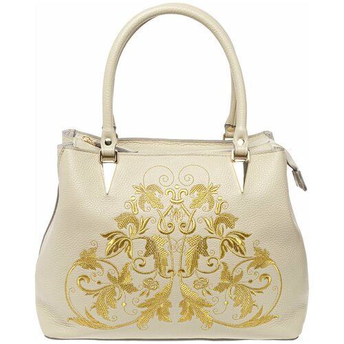 фото Сумка кожаная «ренессанс» 1032/62026-25, бежевый /золото горлица.арт