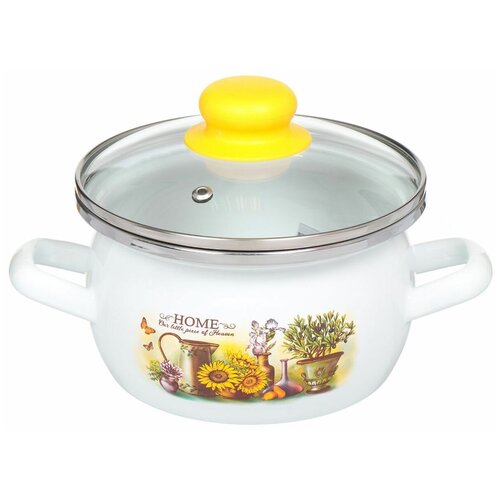 Кастрюля сталь, эмалированное покрытие, 1.5 л, с крышкой, Сантэкс, Милый дом, 1-2415112