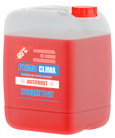 Теплоноситель Primoclima Antifrost концентрат (Этиленгликоль) -65C 20 кг канистра (цвет красный)