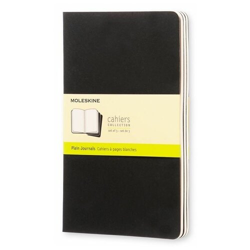 Блокнот Moleskine CAHIER JOURNAL QP318 13х21cм обложка картон 80стр. без линовки, черный (3 шт.)