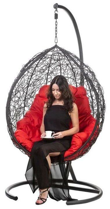 Подвесное кресло кокон Bigarden Tropica Black (красная подушка)