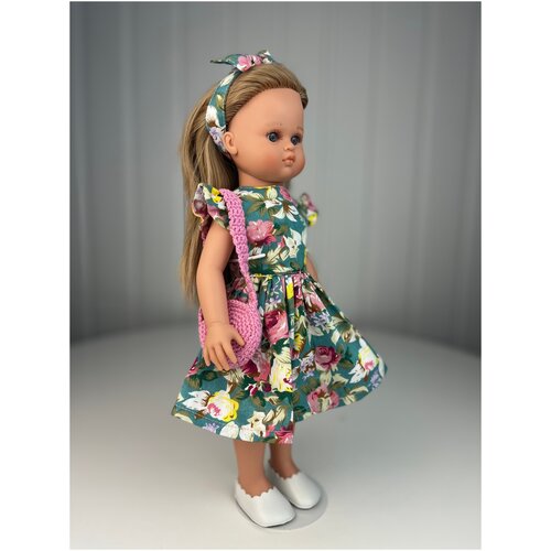 Комплект одежды для кукол: Платье с крылышками, бант на голову, вязаная сумочка, арт. 1