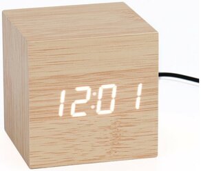 Часы электронные настольные "Цифра", 6.5 х 6.5 см, белая индикация