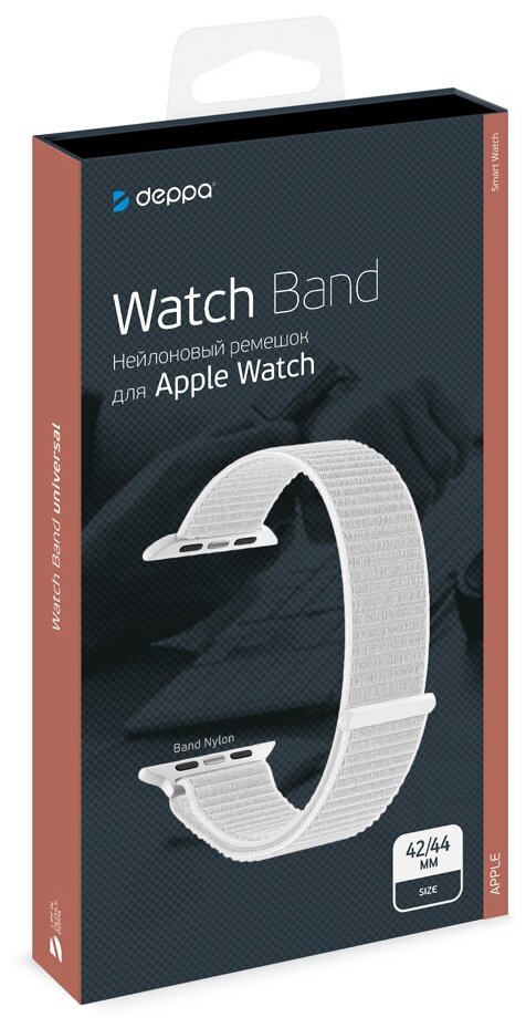 Ремешок из плетеного нейлона для Apple Watch 44мм на липучке Deppa - фото №2