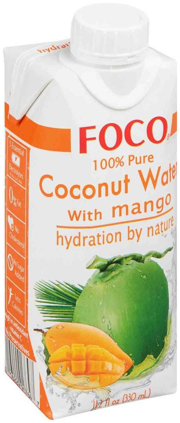 Кокосовая вода с манго "FOCO" 330 мл Tetra Pak 1шт - фотография № 15
