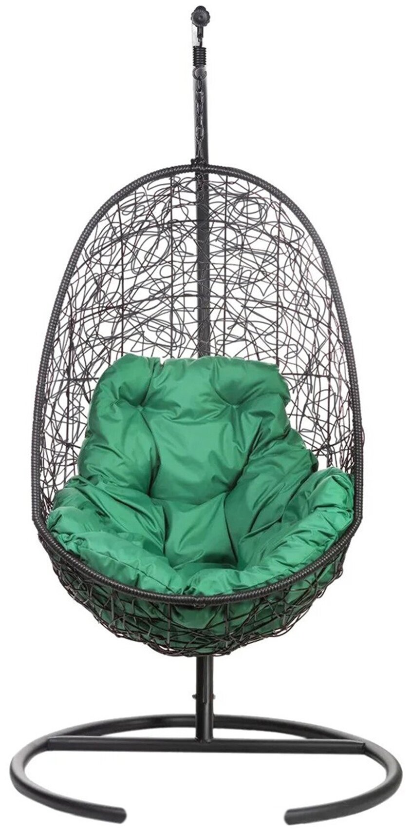 Подвесное кресло BiGarden Easy black зеленая подушка - фотография № 1