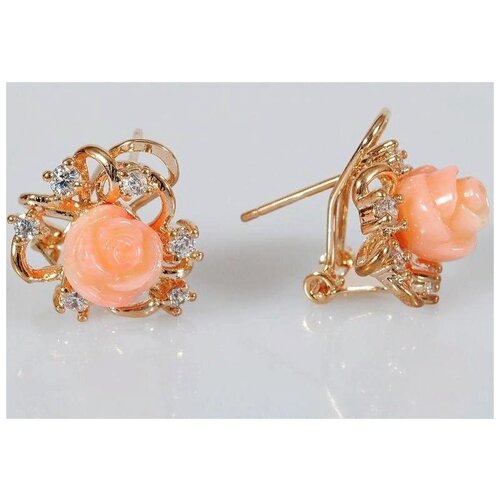 Серьги Lotus Jewelry, коралл, розовый